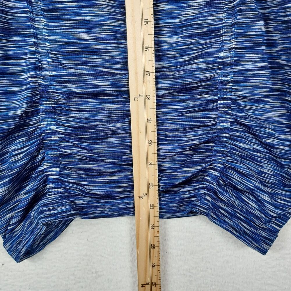 Athleta Women's Medium Blue Space Dye Workout Running Shirt Ruched Sides - Picture 7 of 9